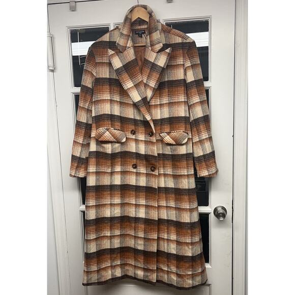 Pretty Little Thing Plus Size Wool Oversized Duster Coat Size 14 - Picture 11 of 15